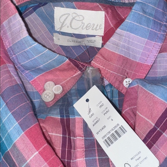 J. CREW Classic-Fit Crinkle Cotton Popover Shirt in Ombré Plaid Women’s 4 - Picture 8 of 13